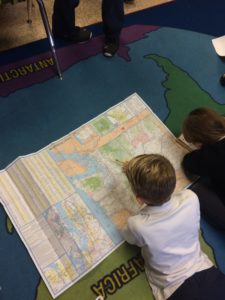 Students were able to identify major roads, highways, parks, bodies of water and cities.
